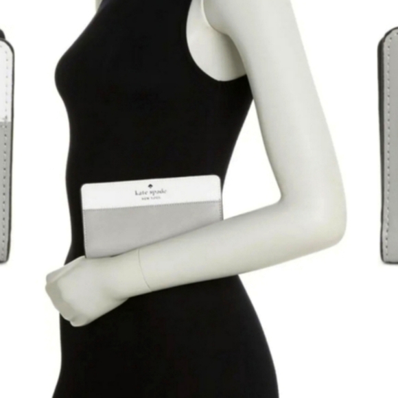 🔥SALE Kate Spade Large Slim Bifold Wallet color Nimbus Gray Multi - Picture 2 of 4
